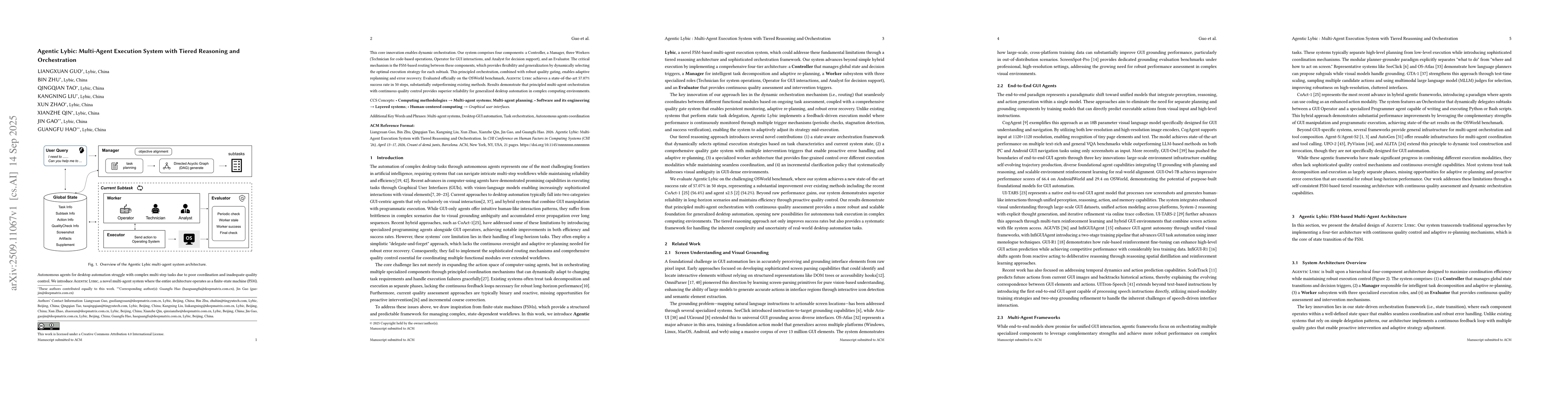 Thumbnail for Agentic Lybic: Multi-Agent Execution System with Tiered Reasoning and
  Orchestration