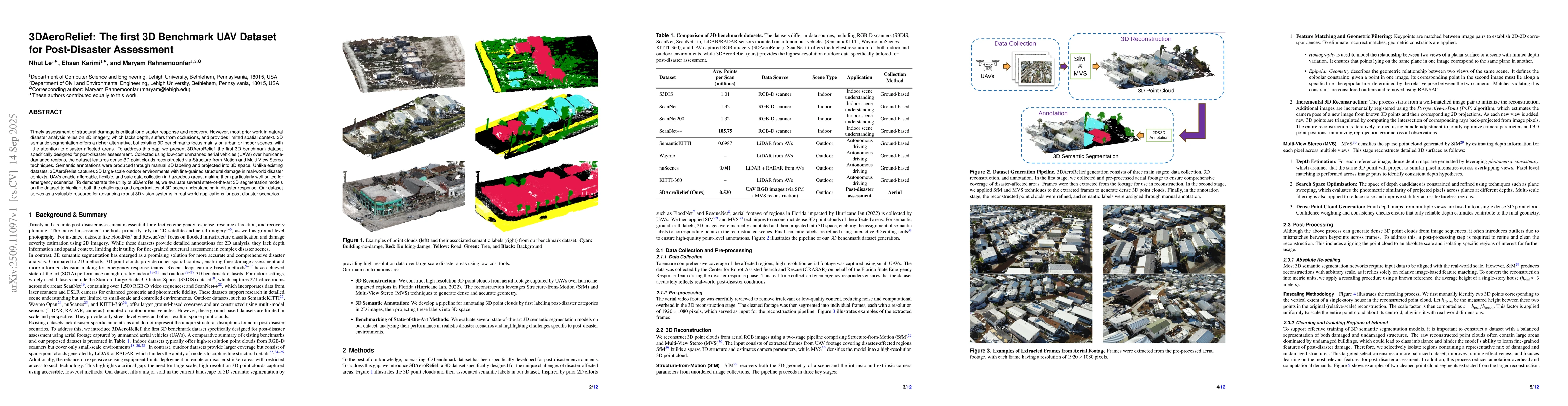 Thumbnail for 3DAeroRelief: The first 3D Benchmark UAV Dataset for Post-Disaster
  Assessment