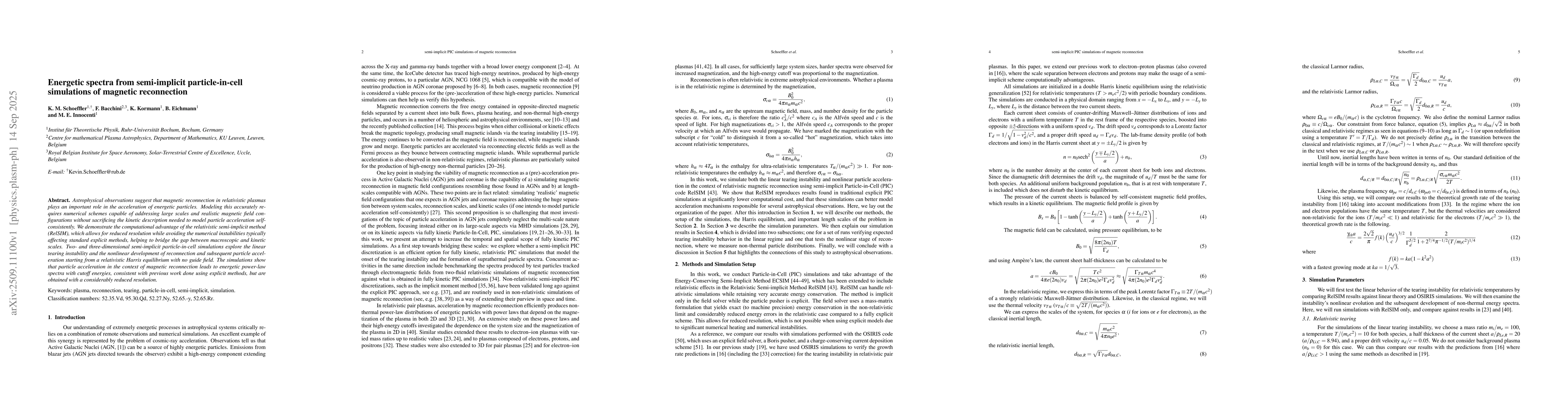 Thumbnail for Energetic spectra from semi-implicit particle-in-cell simulations of
  magnetic reconnection