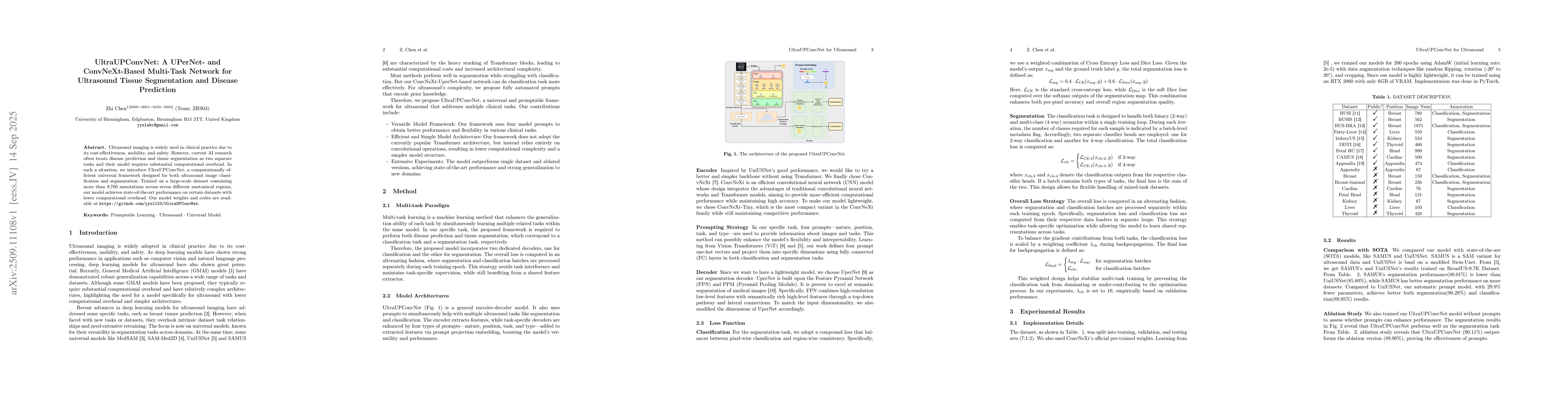 Thumbnail for UltraUPConvNet: A UPerNet- and ConvNeXt-Based Multi-Task Network for
  Ultrasound Tissue Segmentation and Disease Prediction