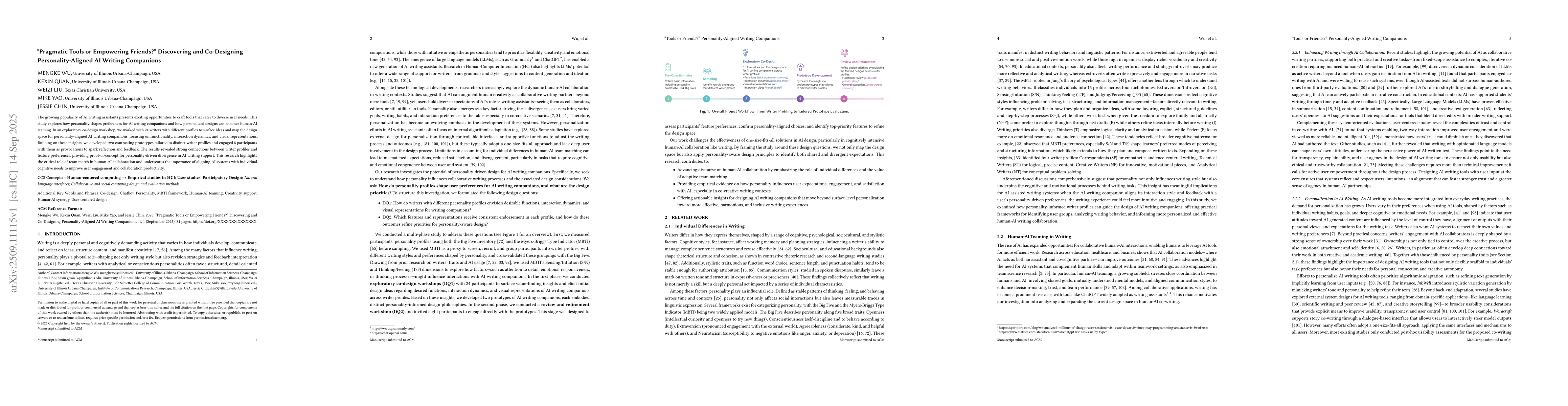 Thumbnail for "Pragmatic Tools or Empowering Friends?" Discovering and Co-Designing
  Personality-Aligned AI Writing Companions