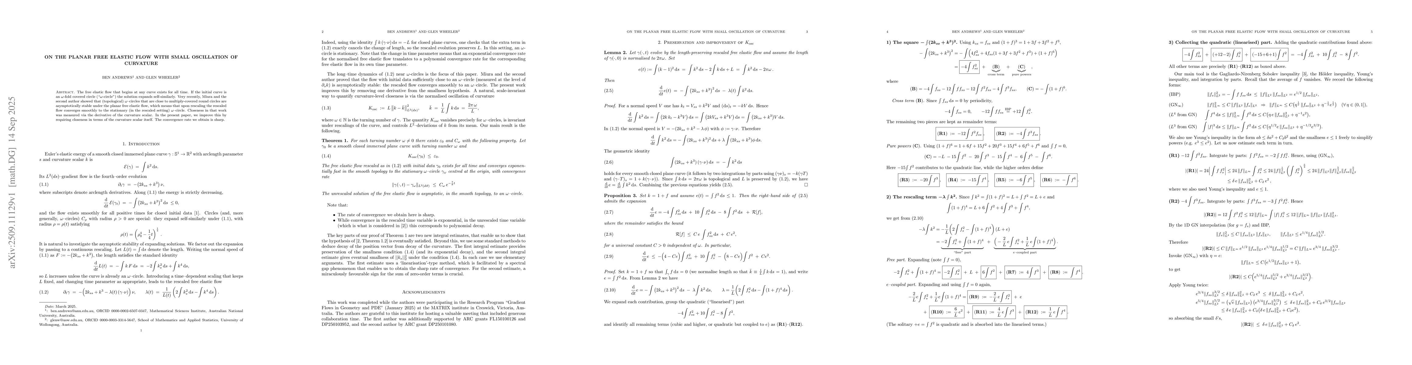 Thumbnail for On the planar free elastic flow with small oscillation of curvature