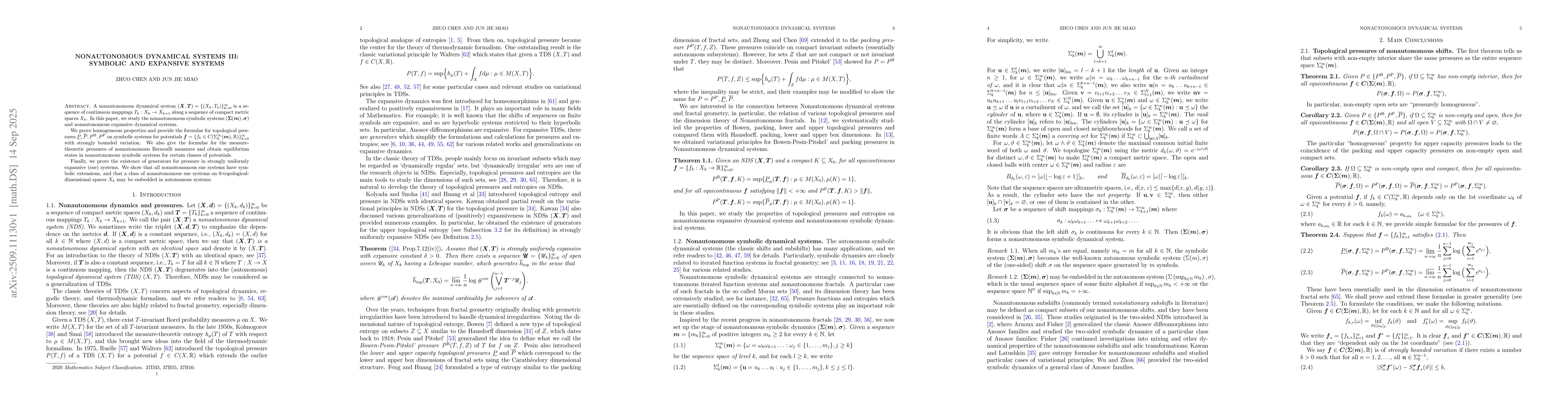 Thumbnail for Nonautonomous Dynamical Systems III: Symbolic and Expansive Systems