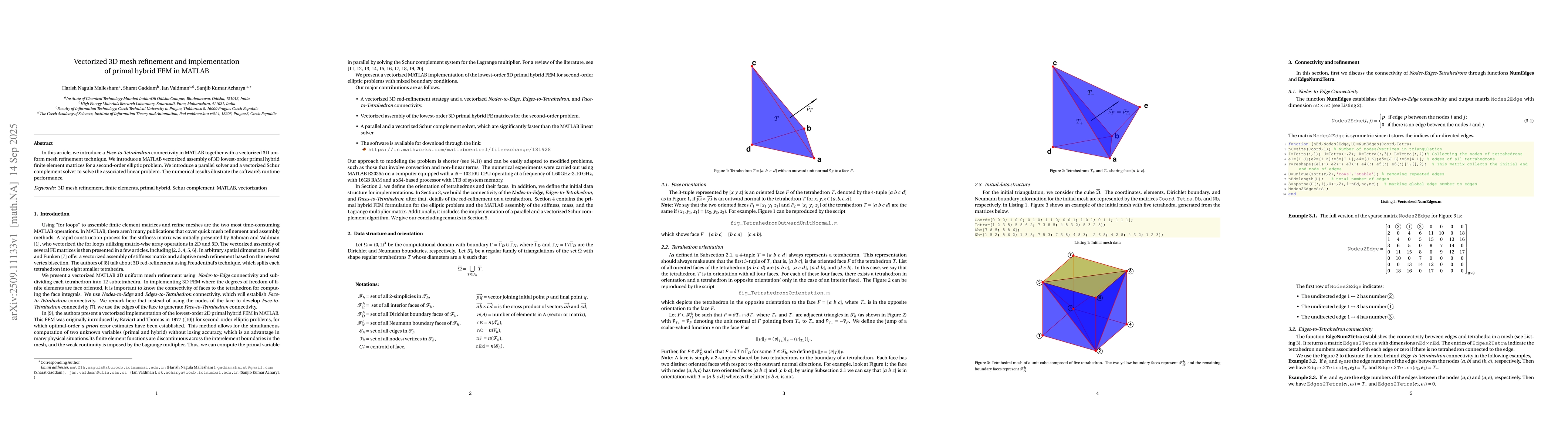 Thumbnail for Vectorized 3D mesh refinement and implementation of primal hybrid FEM in
  MATLAB