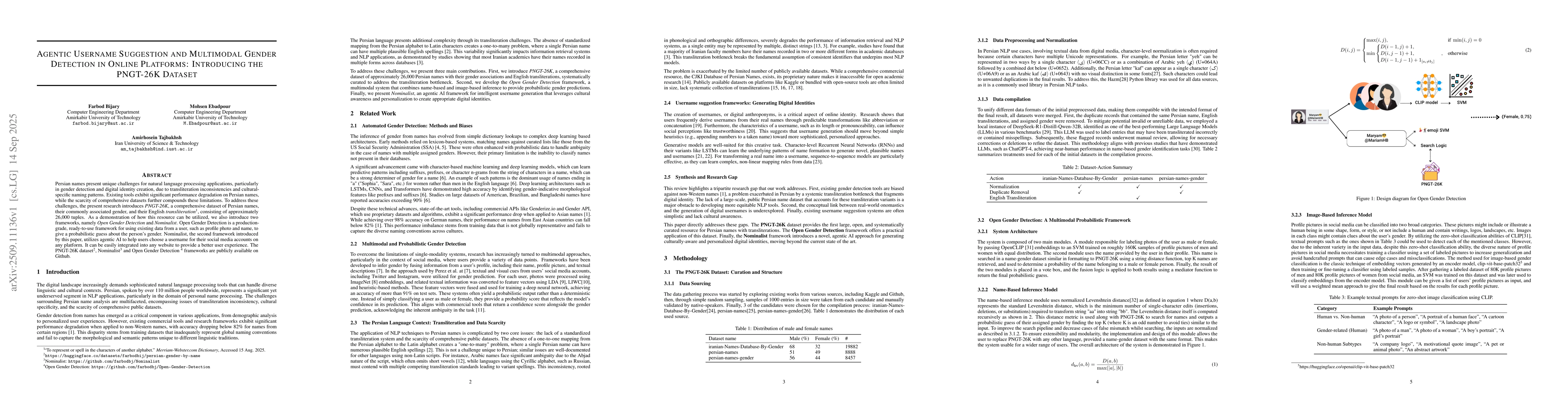 Thumbnail for Agentic Username Suggestion and Multimodal Gender Detection in Online
  Platforms: Introducing the PNGT-26K Dataset