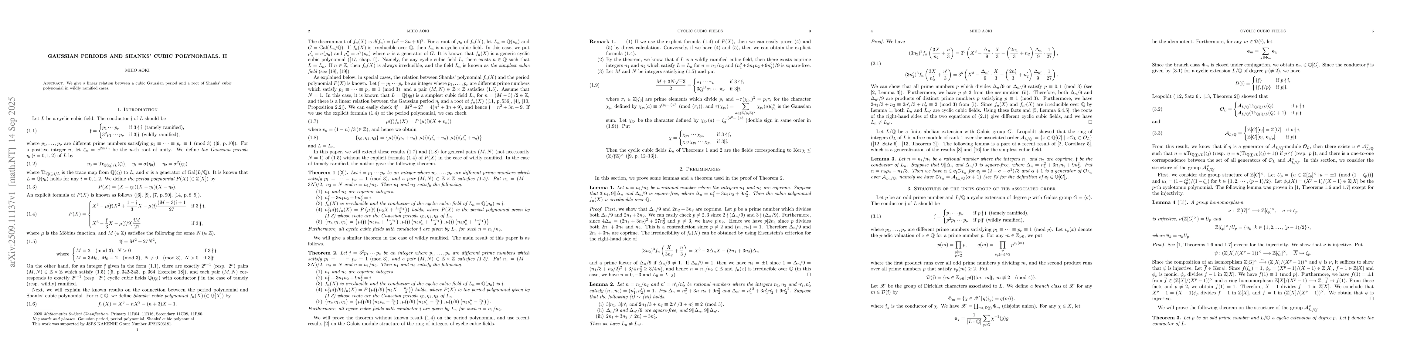 Thumbnail for Gaussian periods and Shanks' cubic polynomials. II