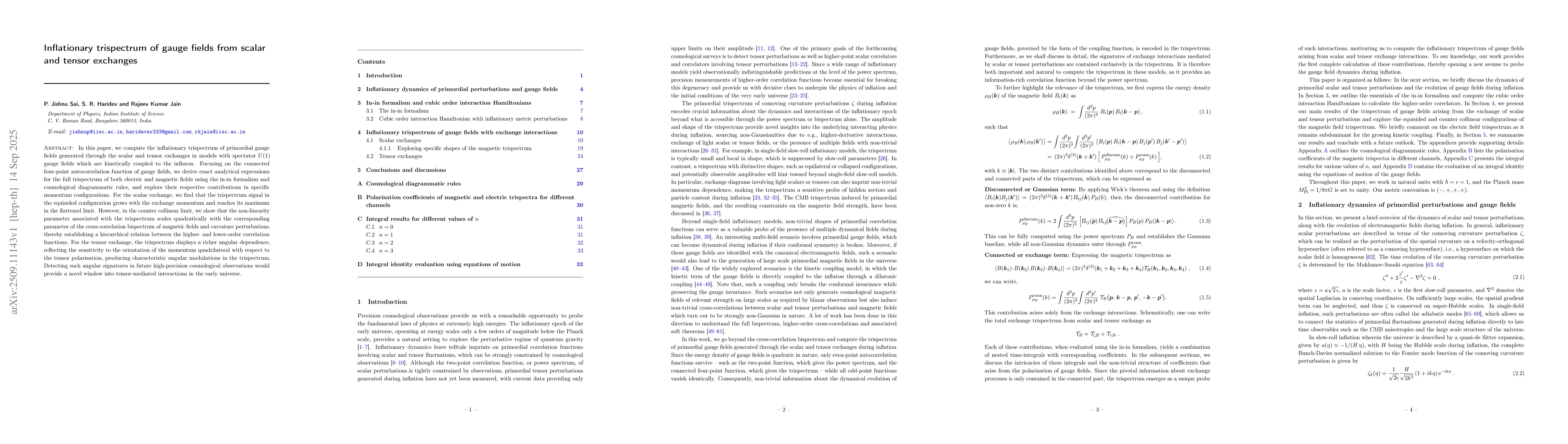 Thumbnail for Inflationary trispectrum of gauge fields from scalar and tensor
  exchanges