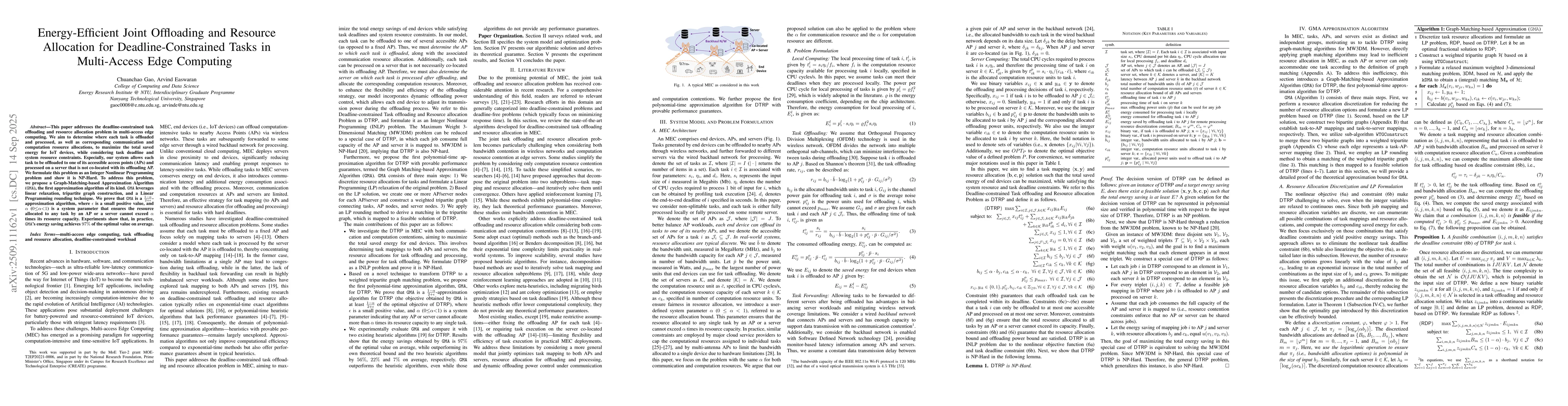 Thumbnail for Energy-Efficient Joint Offloading and Resource Allocation for
  Deadline-Constrained Tasks in Multi-Access Edge Computing