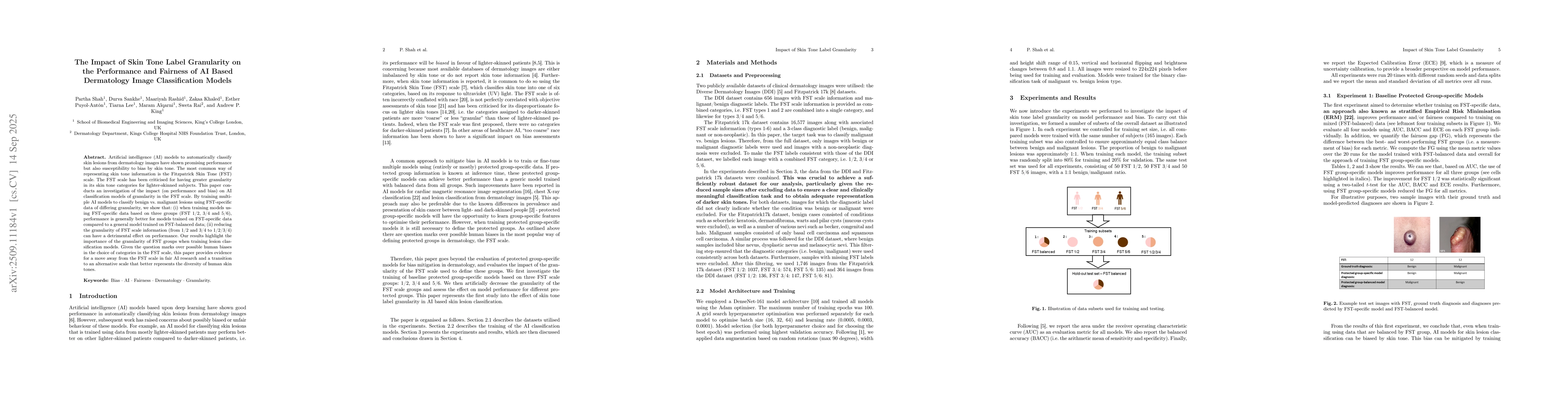 Thumbnail for The Impact of Skin Tone Label Granularity on the Performance and
  Fairness of AI Based Dermatology Image Classification Models