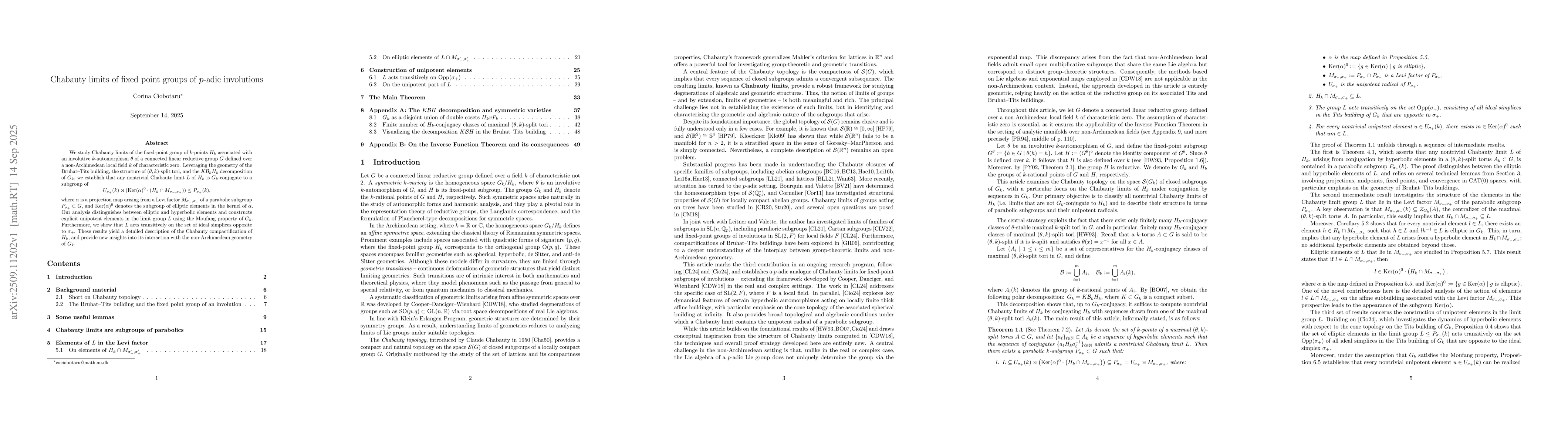 Thumbnail for Chabauty limits of fixed point groups of $p$-adic involutions