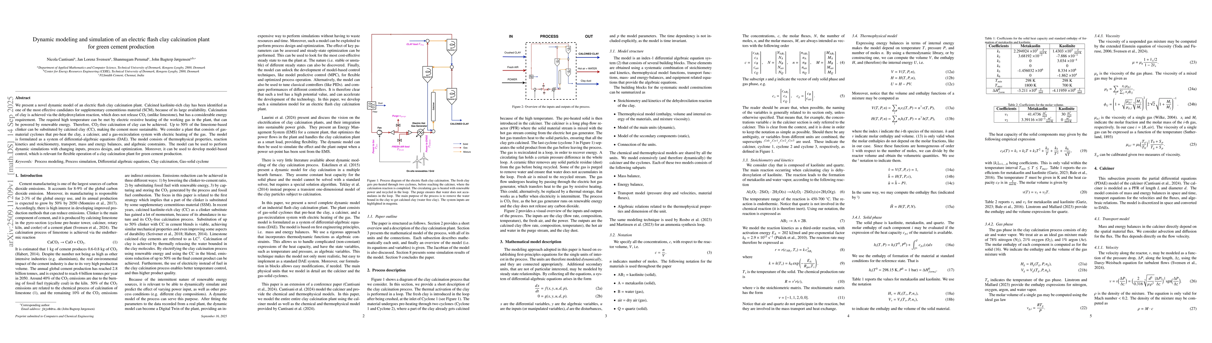 Thumbnail for Dynamic modeling and simulation of an electric flash clay calcination
  plant for green cement production
