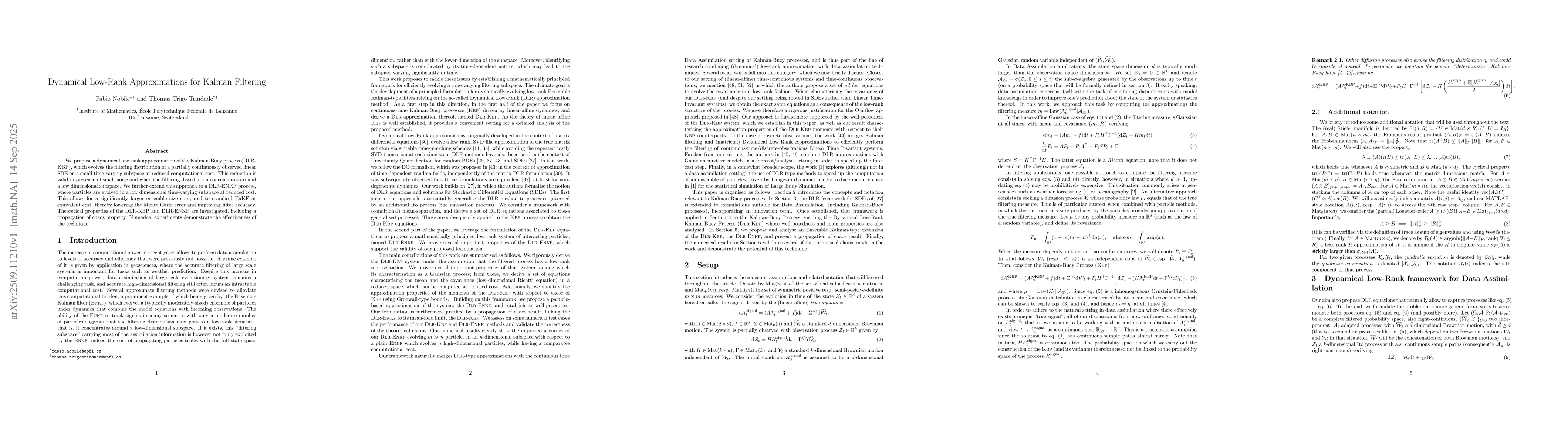 Thumbnail for Dynamical Low-Rank Approximations for Kalman Filtering