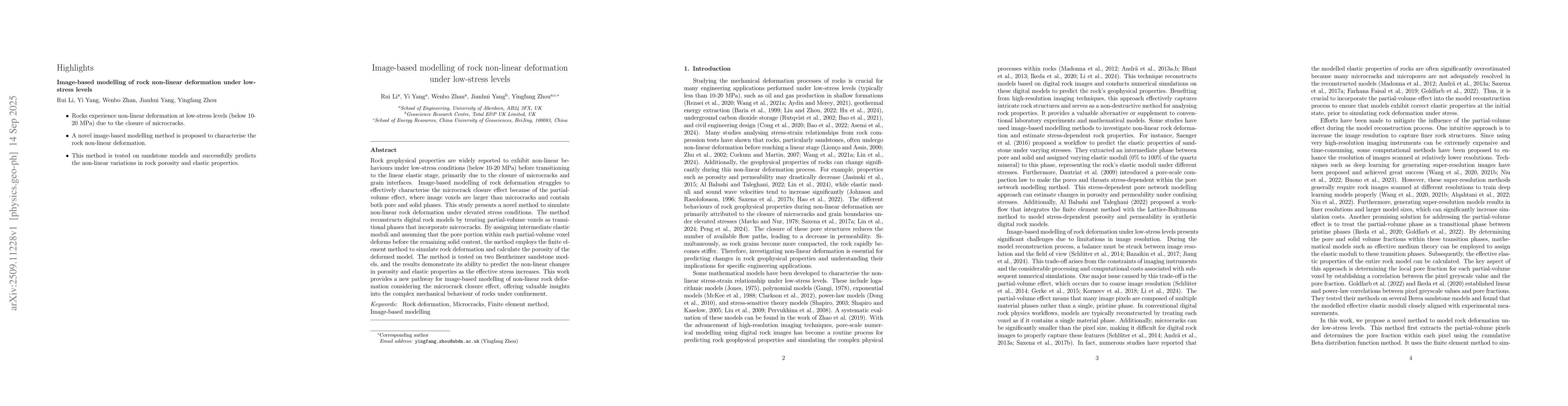 Thumbnail for Image-based modelling of rock non-linear deformation under low-stress
  levels