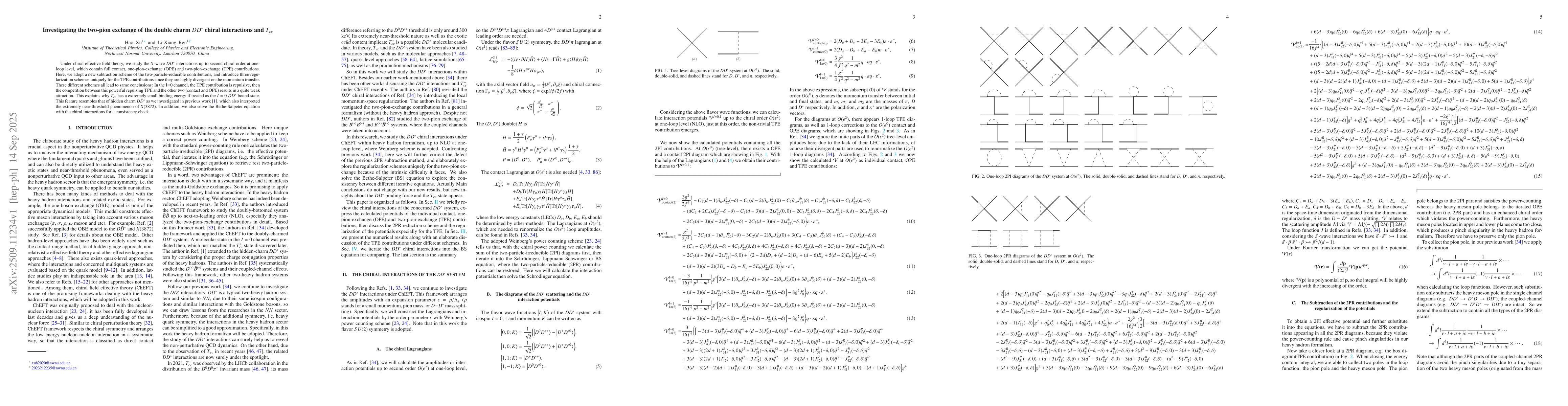 Thumbnail for Investigating the two-pion exchange of the double charm $DD^*$ chiral
  interactions and $T_{cc}$