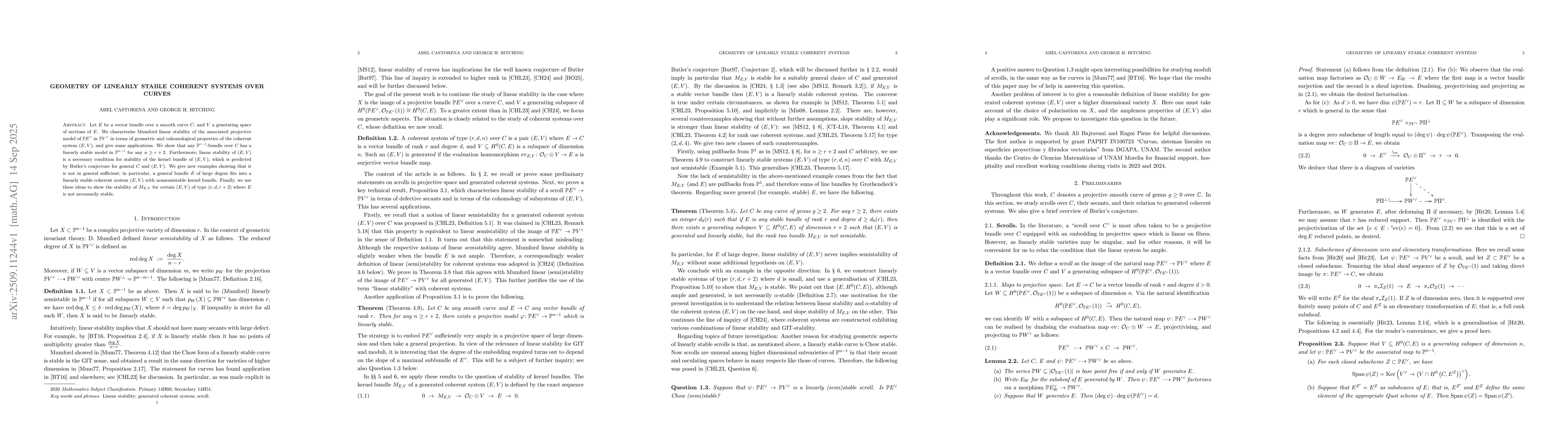 Thumbnail for Geometry of linearly stable coherent systems over curves