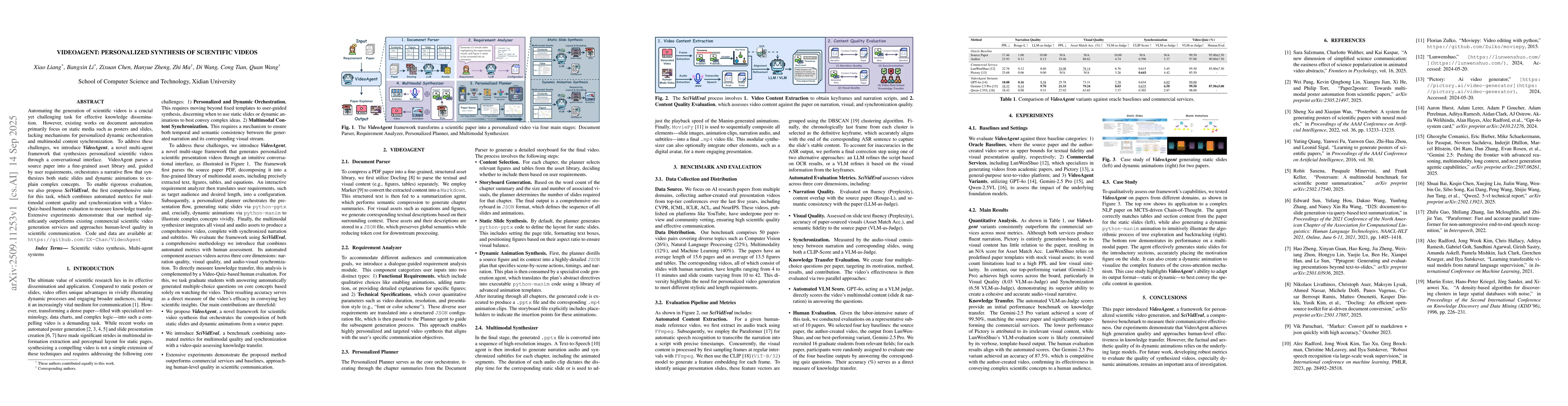 Thumbnail for VideoAgent: Personalized Synthesis of Scientific Videos