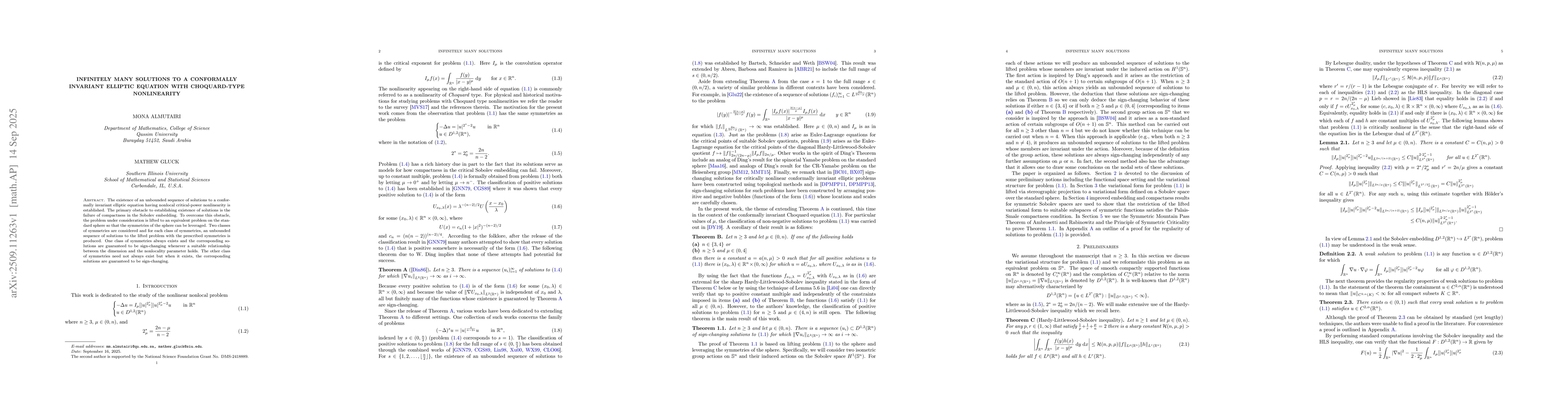 Thumbnail for Infinitely many solutions to a conformally invariant elliptic equation
  with Choquard-type nonlinearity