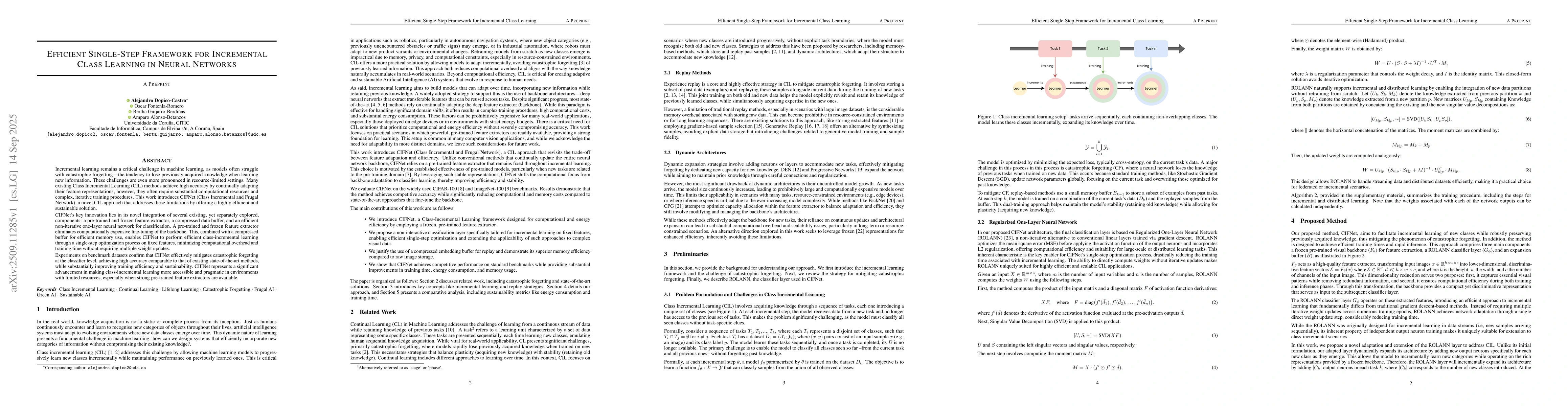 Thumbnail for Efficient Single-Step Framework for Incremental Class Learning in Neural
  Networks