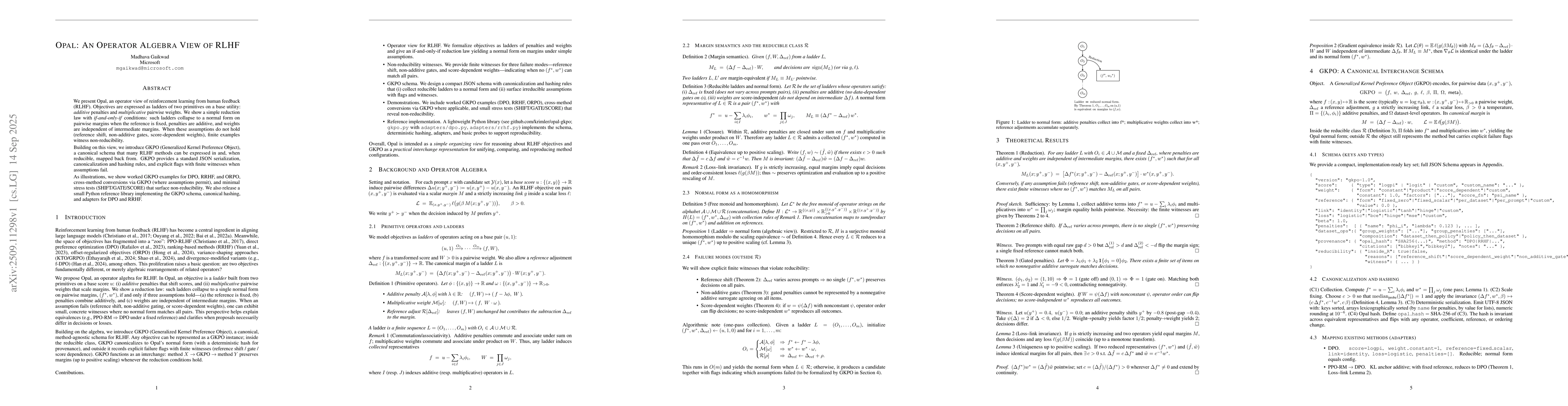 Thumbnail for Opal: An Operator Algebra View of RLHF