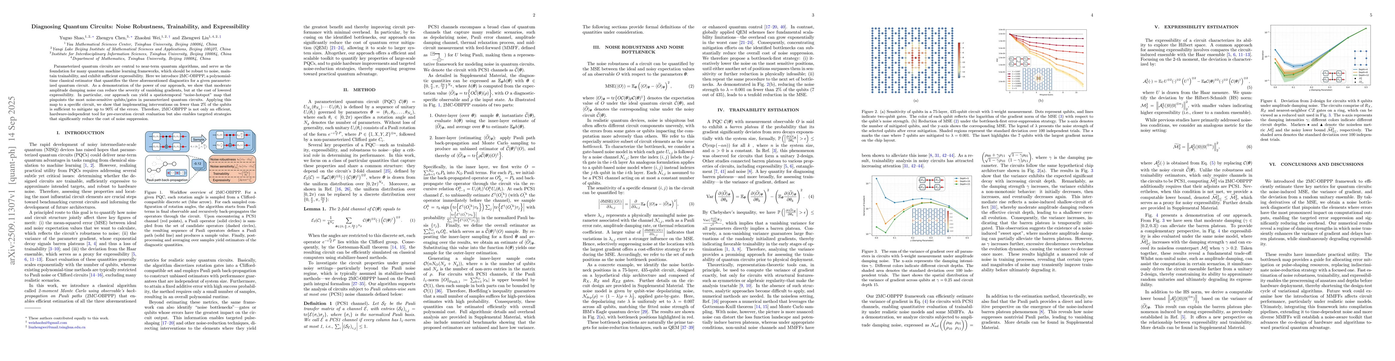 Thumbnail for Diagnosing Quantum Circuits: Noise Robustness, Trainability, and
  Expressibility