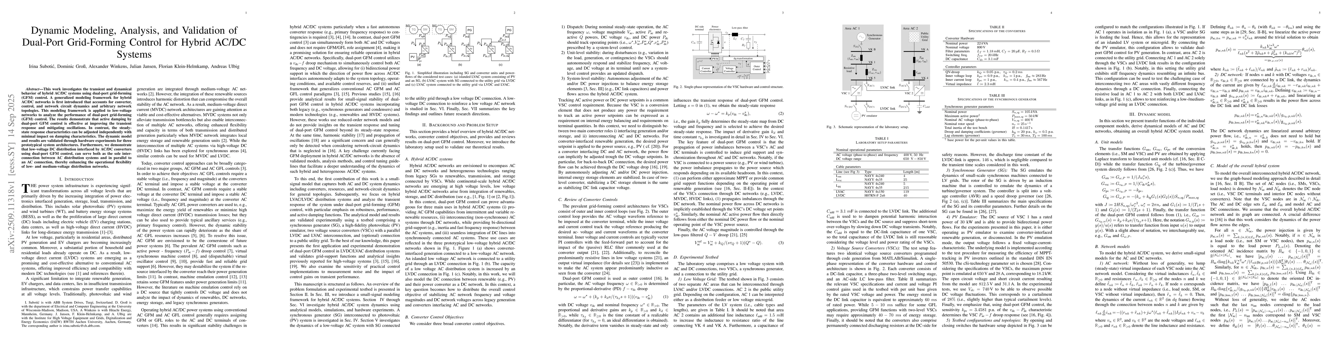 Thumbnail for Dynamic Modeling, Analysis, and Validation of Dual-Port Grid-Forming
  Control for Hybrid AC/DC Systems
