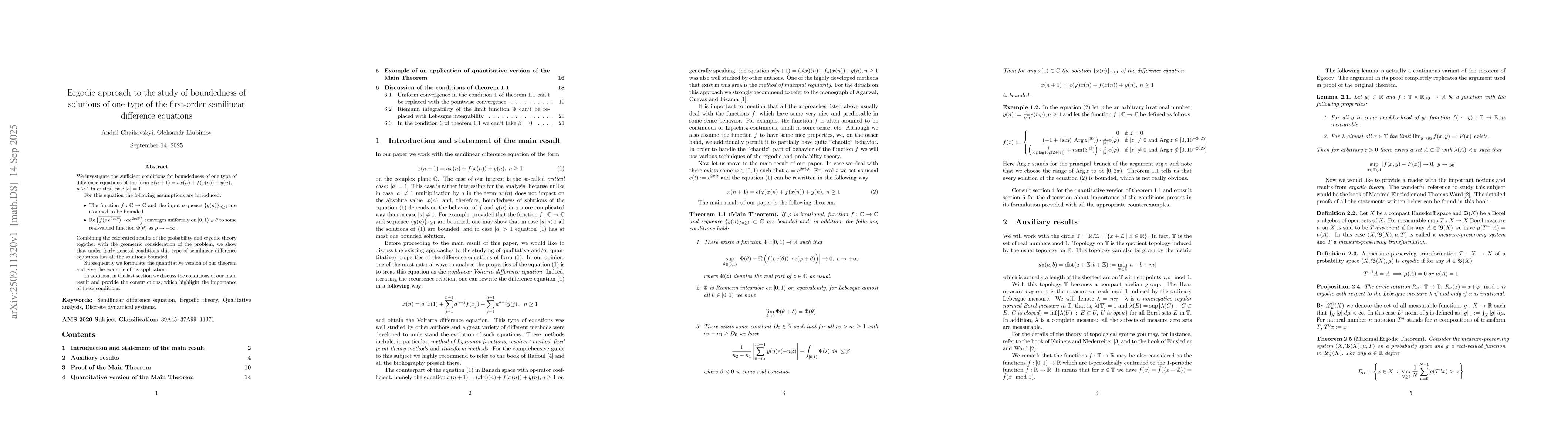 Thumbnail for Ergodic approach to the study of boundedness of solutions of one type of
  the first-order semilinear difference equations