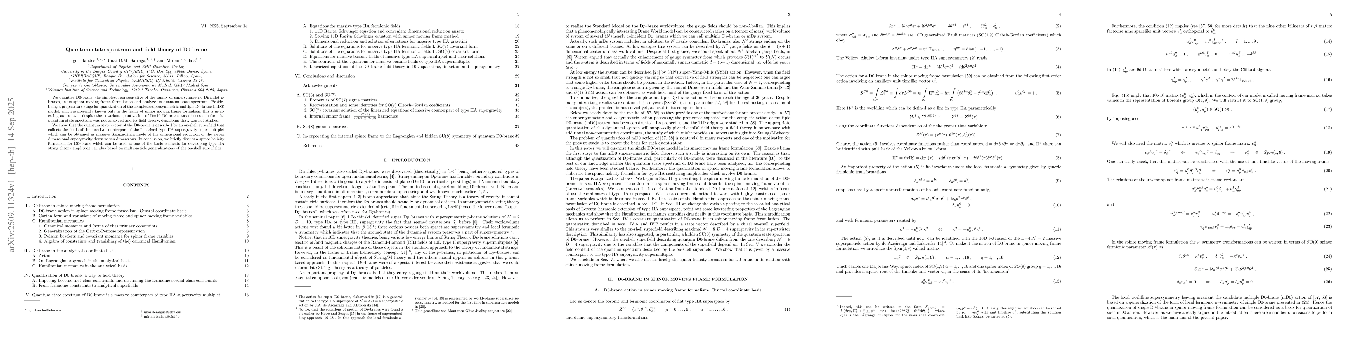 Thumbnail for Quantum state spectrum and field theory of D$0$-brane