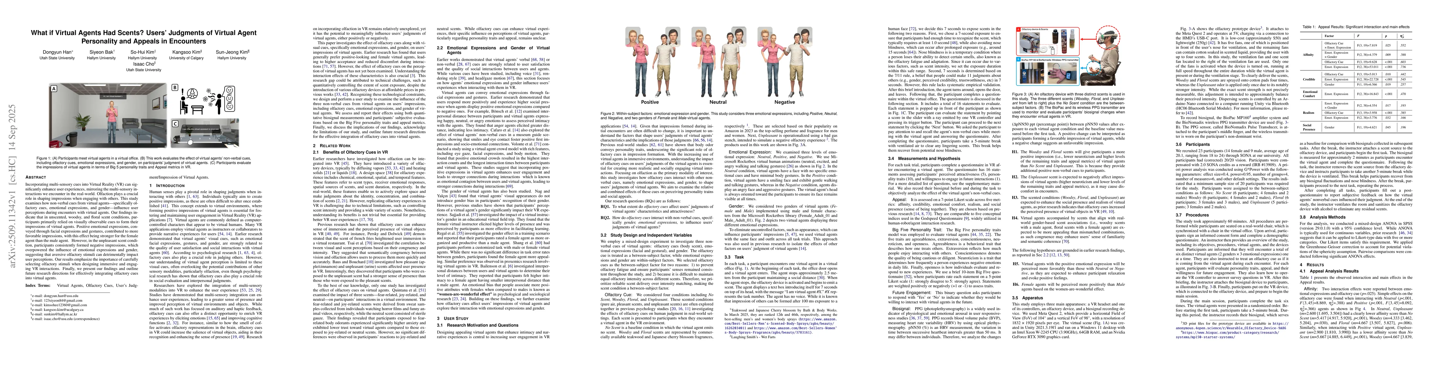 Thumbnail for What if Virtual Agents Had Scents? Users' Judgments of Virtual Agent
  Personality and Appeals in Encounters