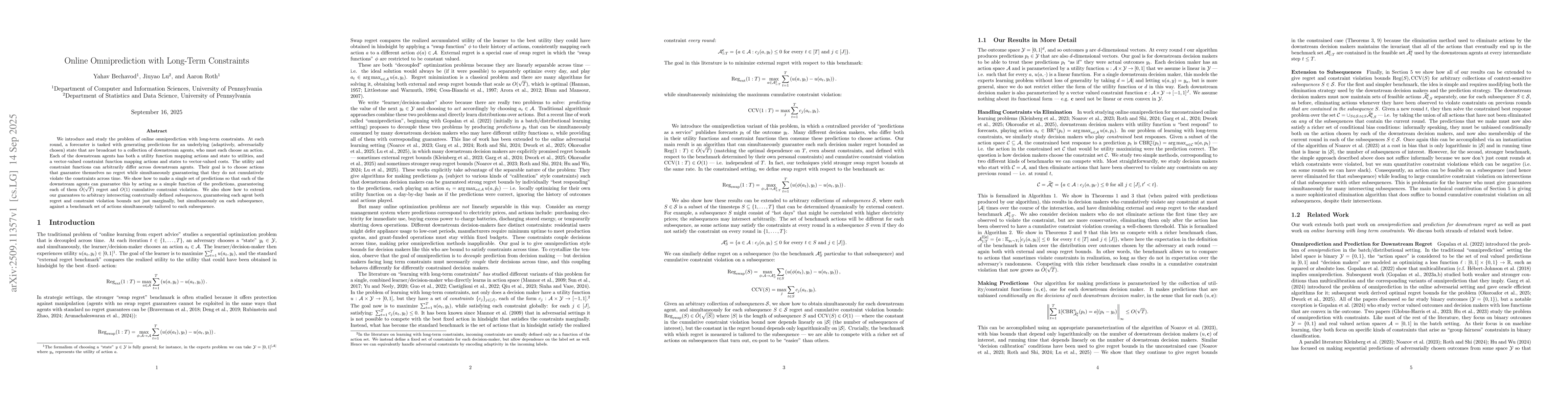 Thumbnail for Online Omniprediction with Long-Term Constraints