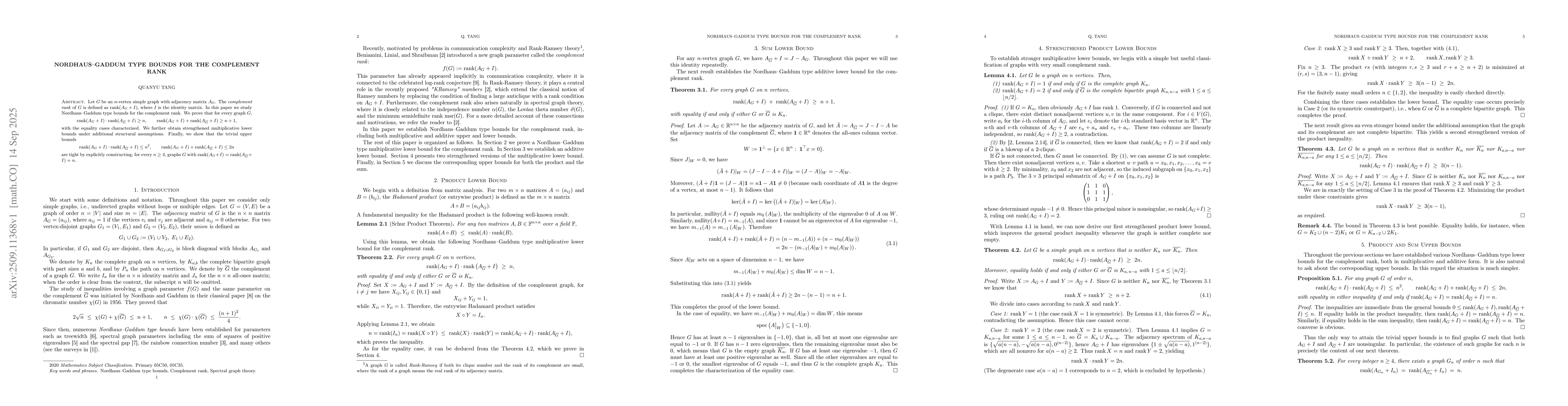 Thumbnail for Nordhaus--Gaddum type bounds for the complement rank