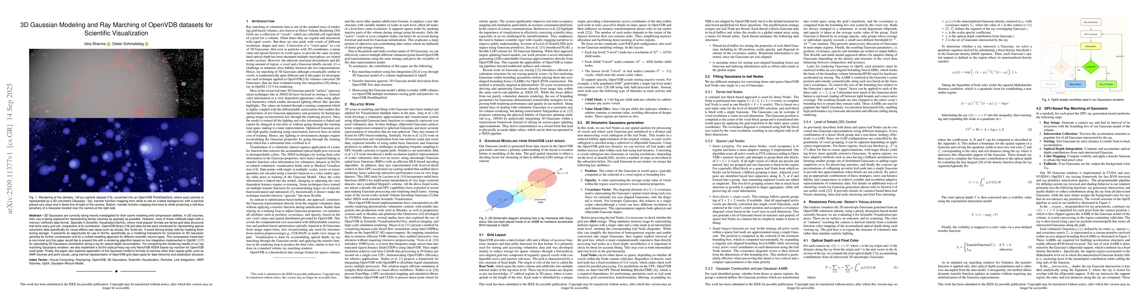 Thumbnail for 3D Gaussian Modeling and Ray Marching of OpenVDB datasets for Scientific
  Visualization