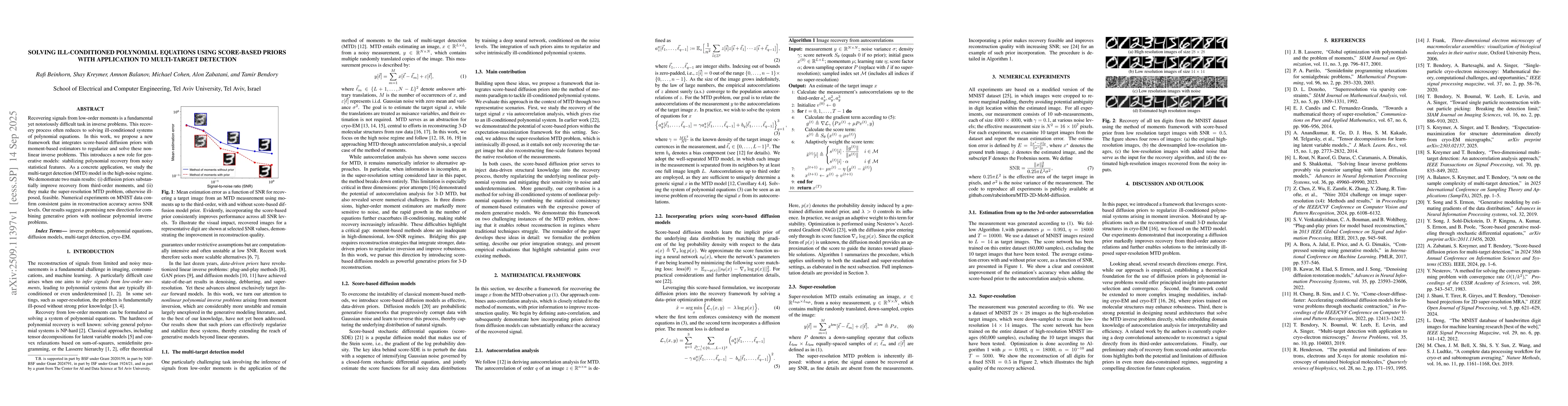 Thumbnail for Solving ill-conditioned polynomial equations using score-based priors
  with application to multi-target detection