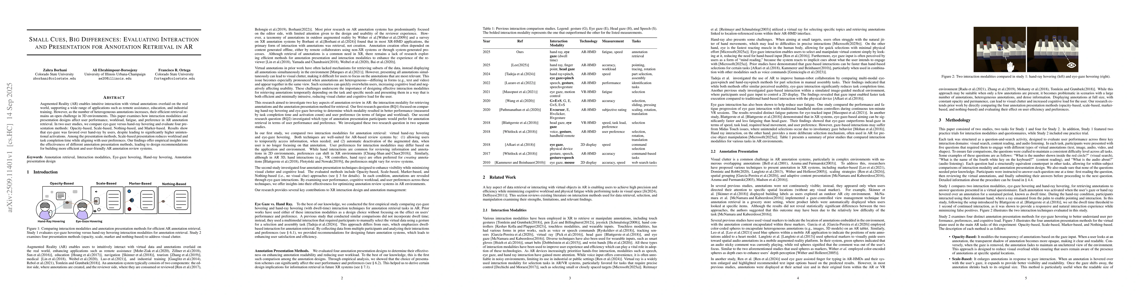 Thumbnail for Small Cues, Big Differences: Evaluating Interaction and Presentation for
  Annotation Retrieval in AR