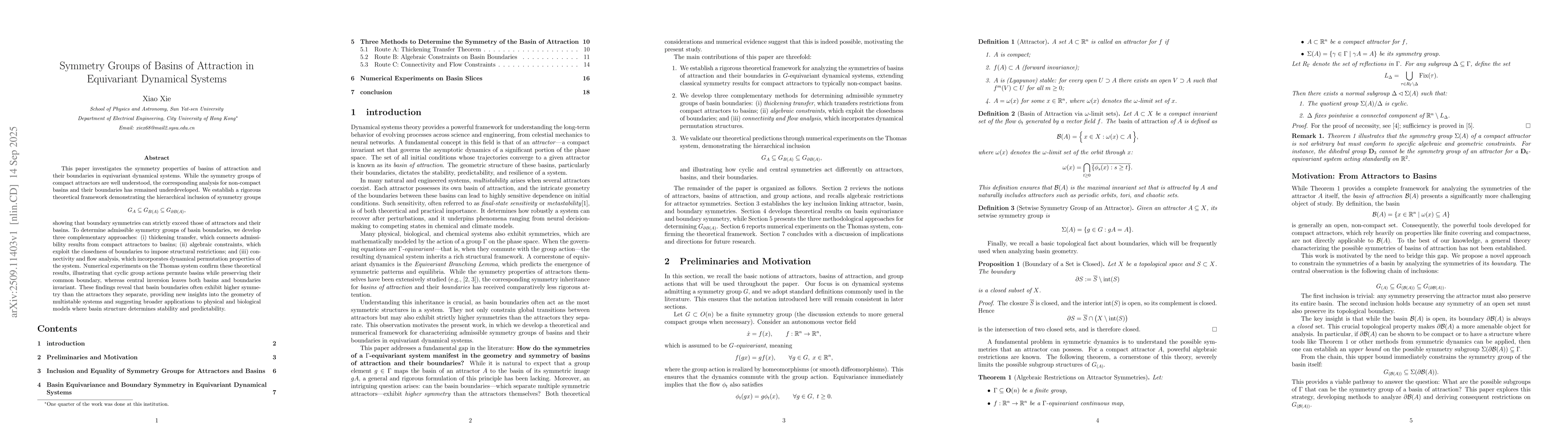 Thumbnail for Symmetry Groups of Basins of Attraction in Equivariant Dynamical Systems