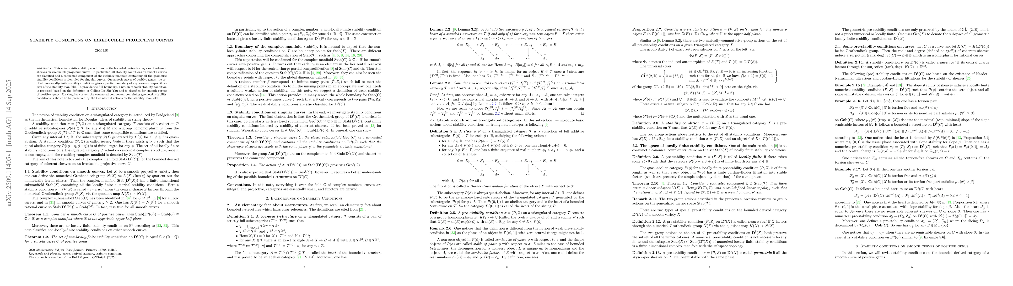 Thumbnail for Stability conditions on irreducible projective curves