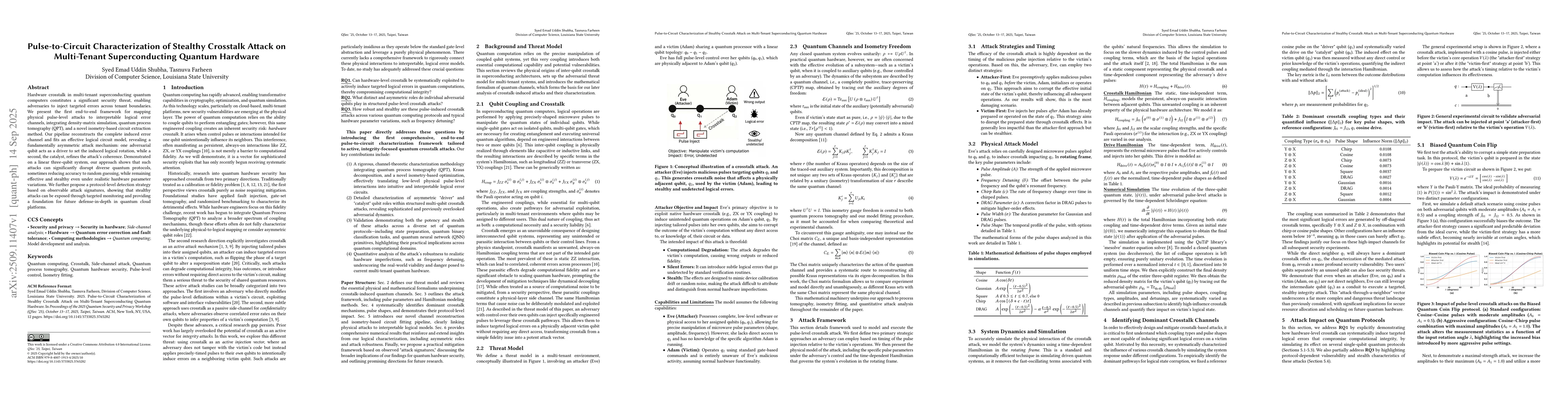 Thumbnail for Pulse-to-Circuit Characterization of Stealthy Crosstalk Attack on
  Multi-Tenant Superconducting Quantum Hardware