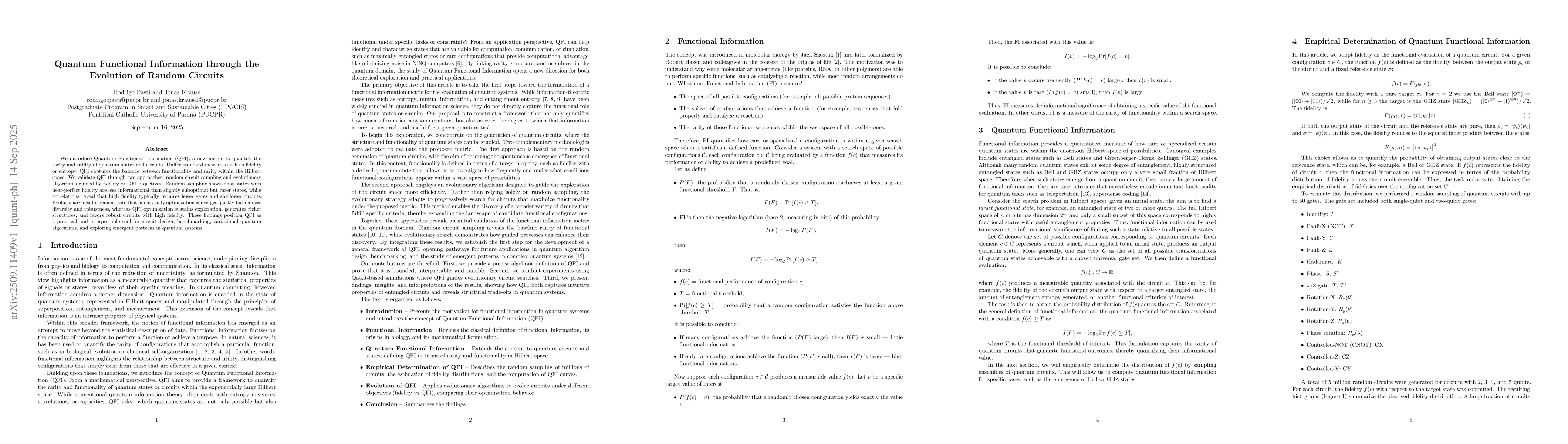 Thumbnail for Quantum Functional Information through the Evolution of Random Circuits