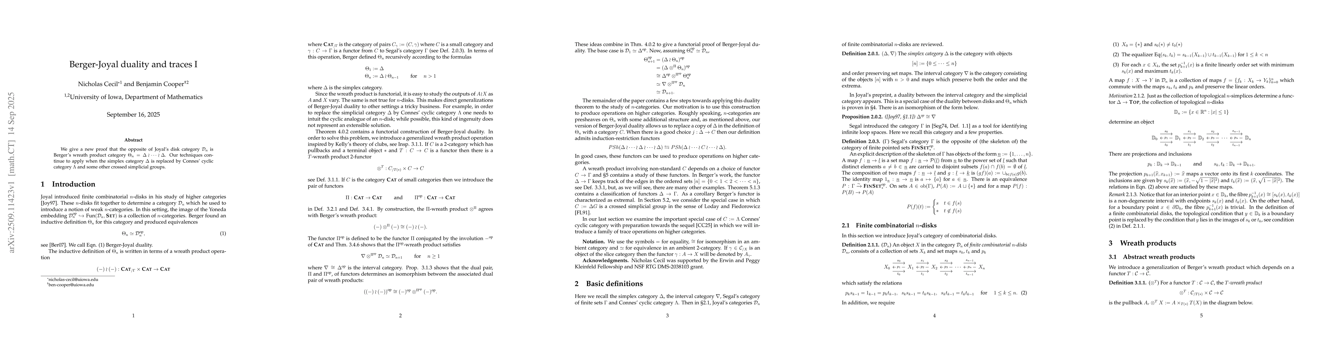 Thumbnail for Berger-Joyal duality and traces I