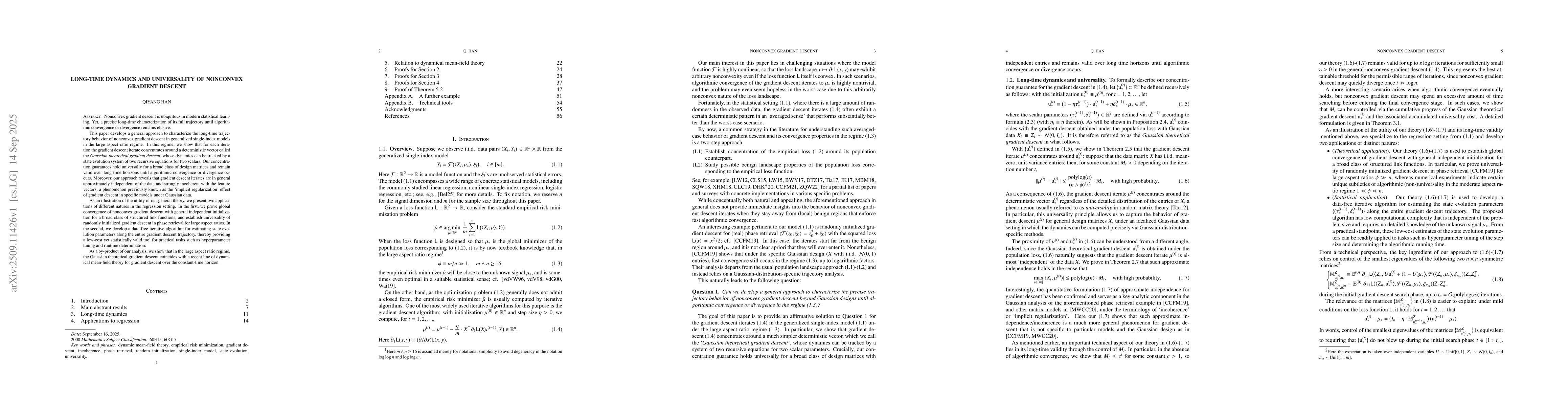 Thumbnail for Long-time dynamics and universality of nonconvex gradient descent