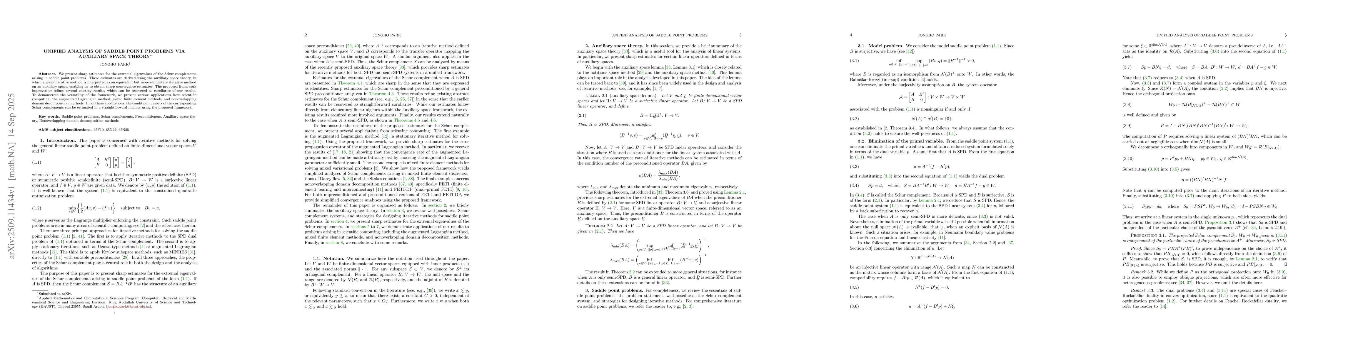 Thumbnail for Unified analysis of saddle point problems via auxiliary space theory