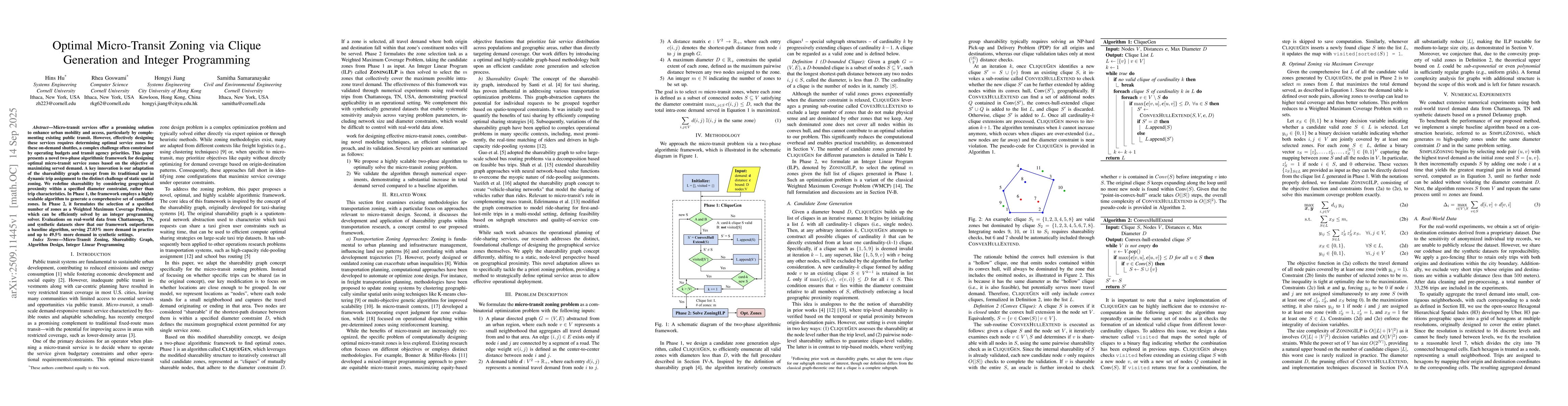 Thumbnail for Optimal Micro-Transit Zoning via Clique Generation and Integer
  Programming