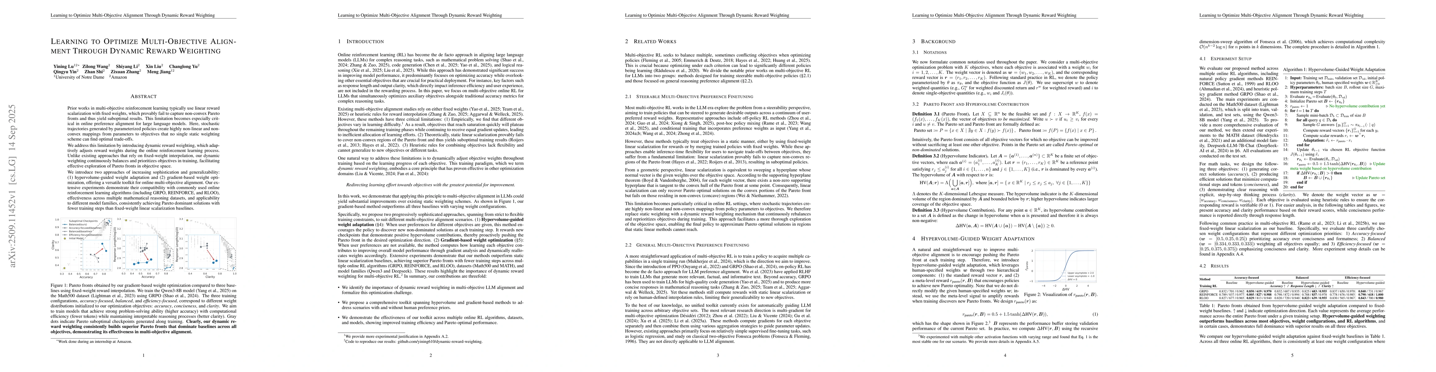 Thumbnail for Learning to Optimize Multi-Objective Alignment Through Dynamic Reward
  Weighting