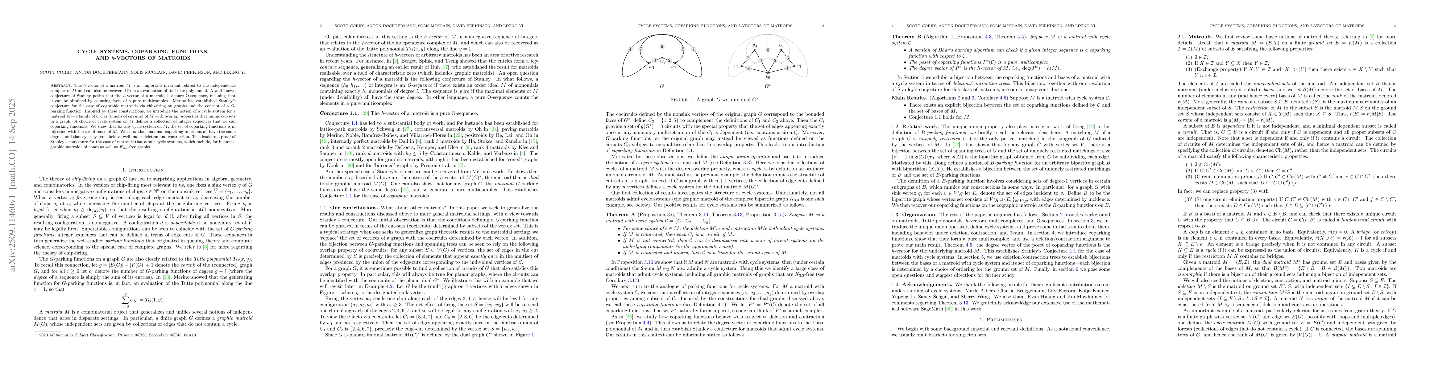 Thumbnail for Cycle systems, coparking functions, and h-vectors of matroids