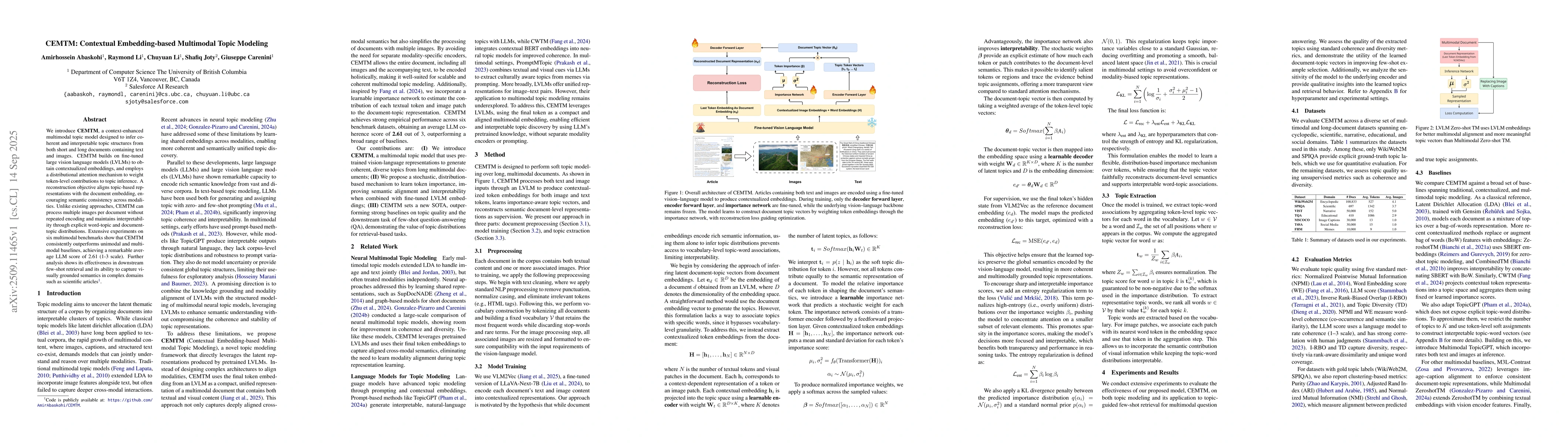Thumbnail for CEMTM: Contextual Embedding-based Multimodal Topic Modeling