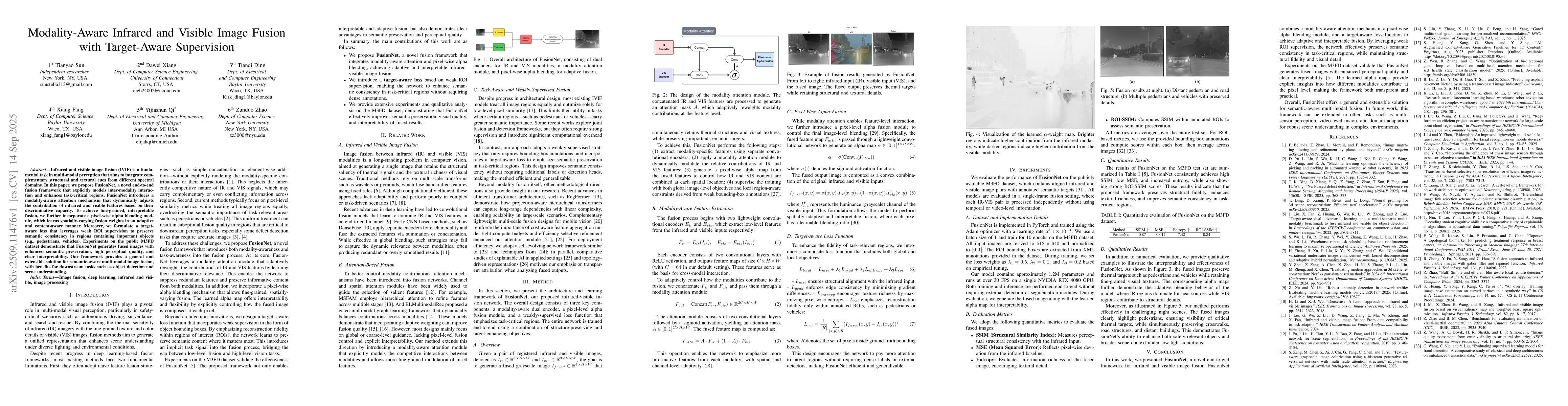 Thumbnail for Modality-Aware Infrared and Visible Image Fusion with Target-Aware
  Supervision