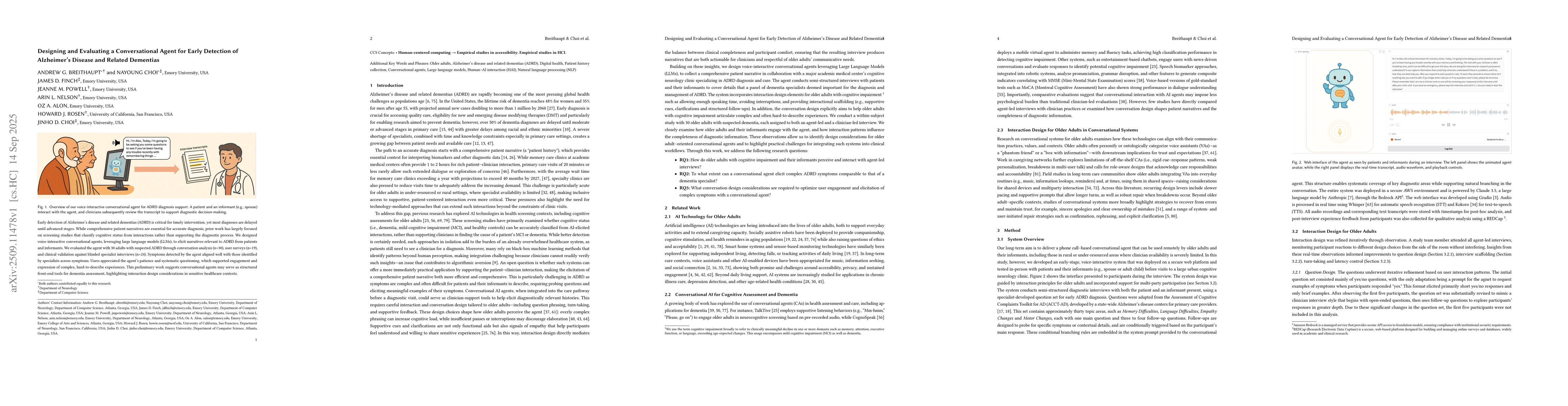 Thumbnail for Designing and Evaluating a Conversational Agent for Early Detection of
  Alzheimer's Disease and Related Dementias
