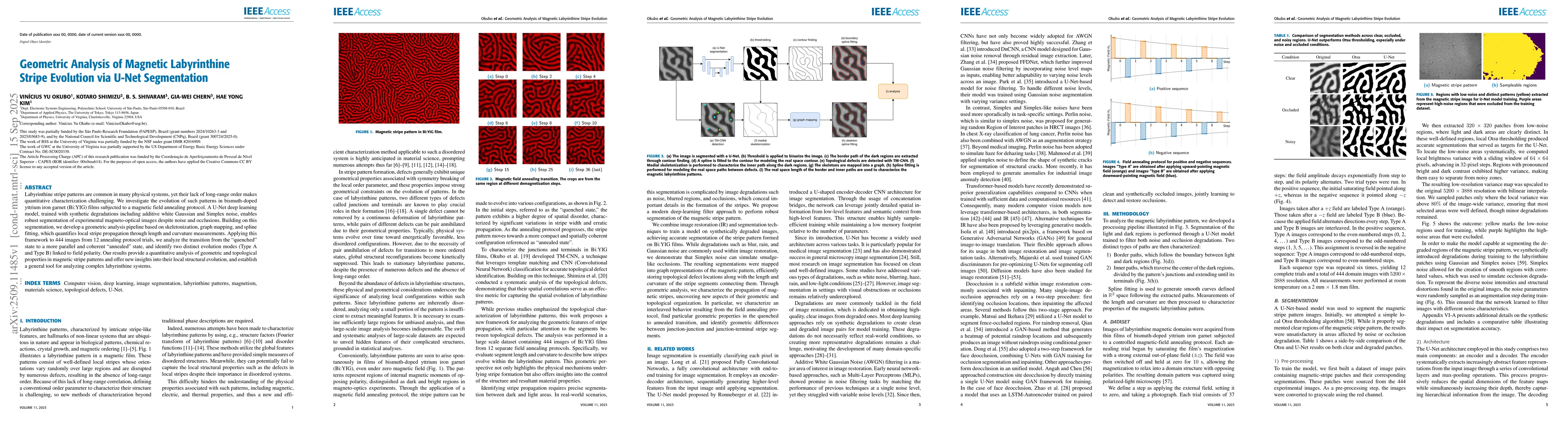 Thumbnail for Geometric Analysis of Magnetic Labyrinthine Stripe Evolution via U-Net
  Segmentation