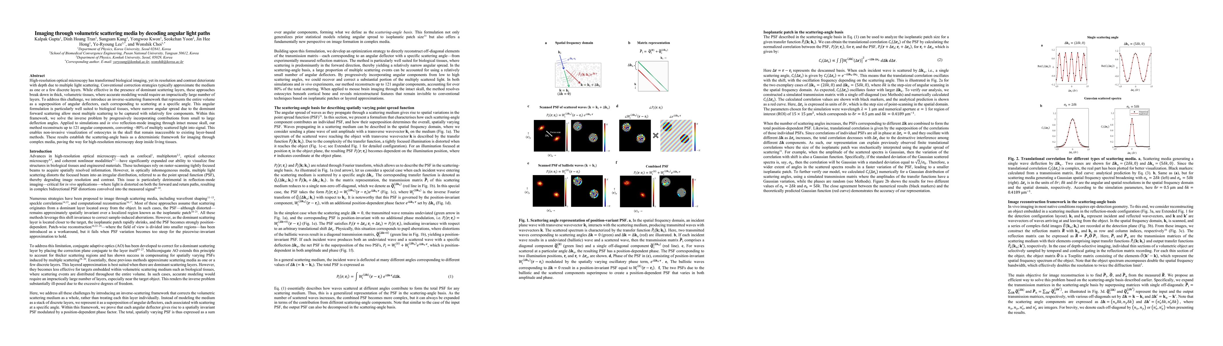 Thumbnail for Imaging through volumetric scattering media by decoding angular light
  paths