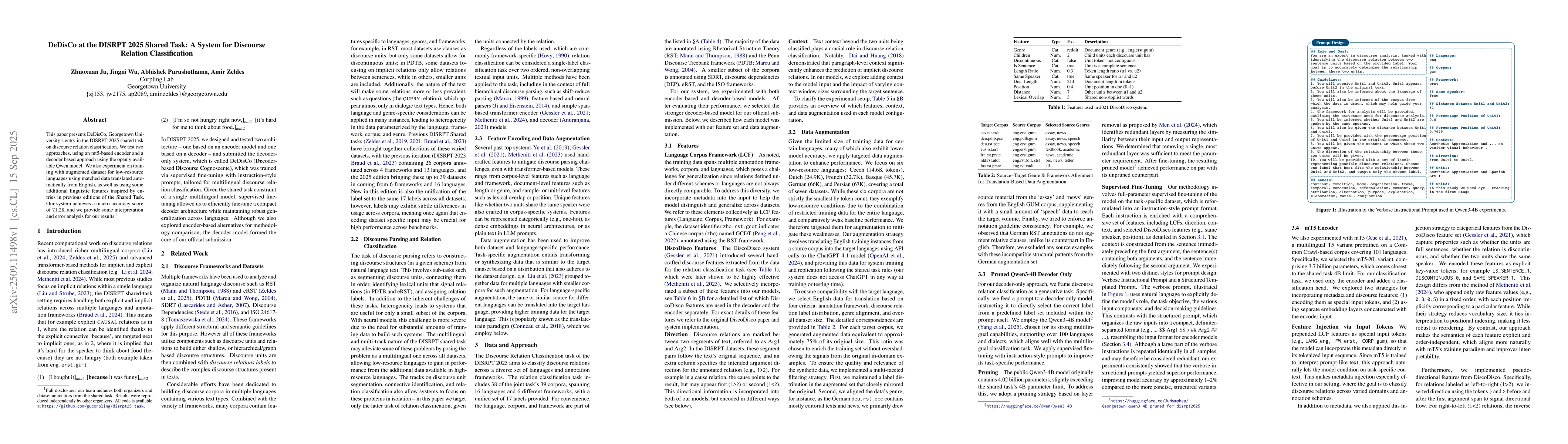 Thumbnail for DeDisCo at the DISRPT 2025 Shared Task: A System for Discourse Relation
  Classification