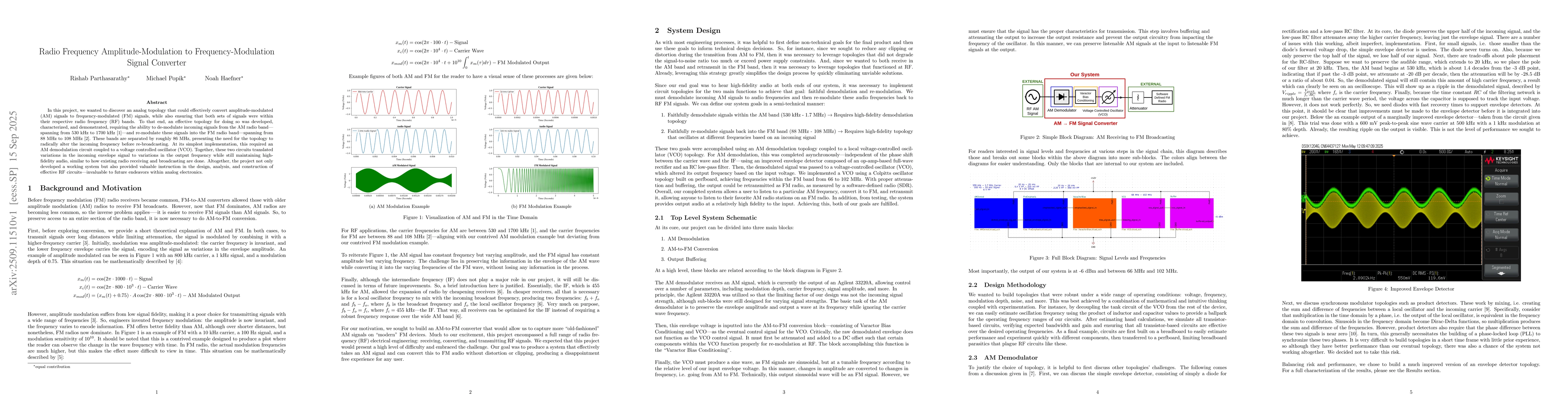 Thumbnail for Radio Frequency Amplitude-Modulation to Frequency-Modulation Signal
  Converter
